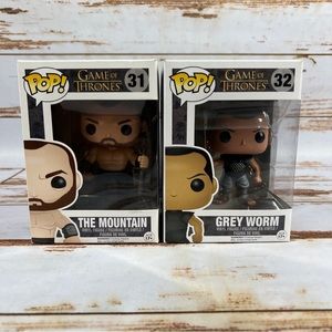 (Stor) Funko Pop Lot Of 2 Game Of Thrones Grey Worm 32, The Mountain 31.